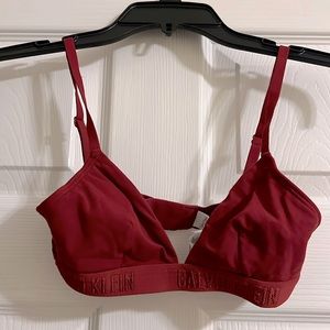 Calvin Klein bra.  Red.  No pads. Size small